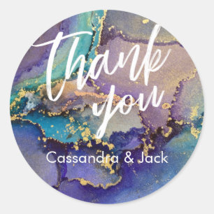 Multicolored Gold Liquid Abstract Art Casual Hand Classic Round Sticker