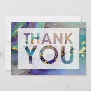 Multicolored Gold Liquid Abstract Art & Cutout Thank You Card