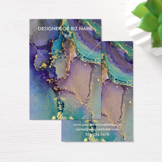 Multicolored Gold Liquid Art Necklace Display (Desk)