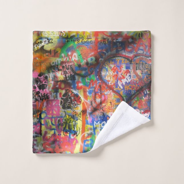 Multicolored graffiti on concrete wall wash cloth (Wash Cloth)