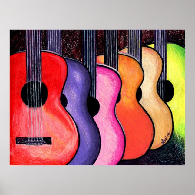 Multicolored Guitars Poster by Loni (Front)