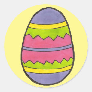Multicolored Happy Easter Egg Hunt Painted Eggs Classic Round Sticker