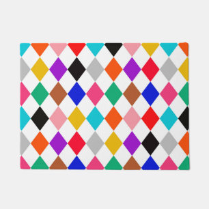 Multicolored Harlequin Diamonds Pattern Design Doormat