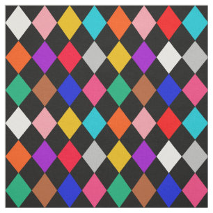 Multicolored Harlequin Diamonds Pattern Design  Fabric