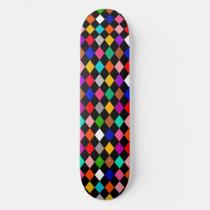 Multicolored Harlequin Diamonds Pattern Design Skateboard