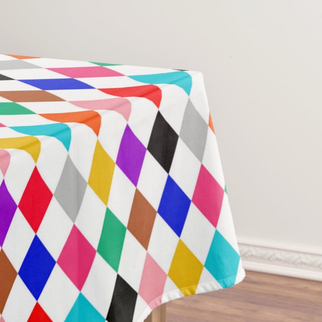 Multicolored Harlequin Diamonds Pattern Design  Tablecloth (Creator Uploaded)