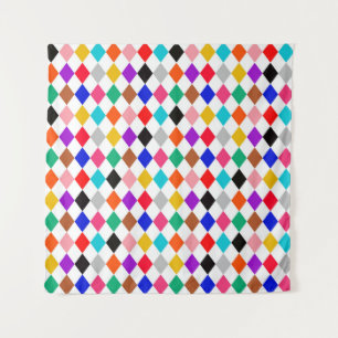 Multicolored Harlequin Diamonds Pattern Design Tapestry