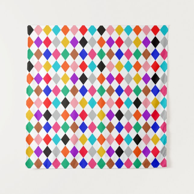 Multicolored Harlequin Diamonds Pattern Design  Tapestry (Front)