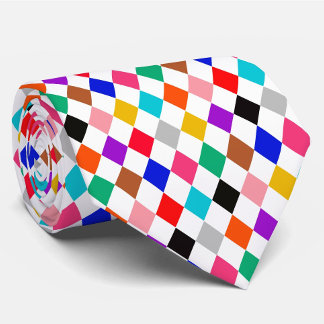 Multicolored Harlequin Diamonds Pattern Design Tie