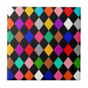 Multicolored Harlequin Diamonds Pattern Design  Tile