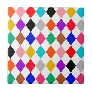 Multicolored Harlequin Diamonds Pattern Design  Tile
