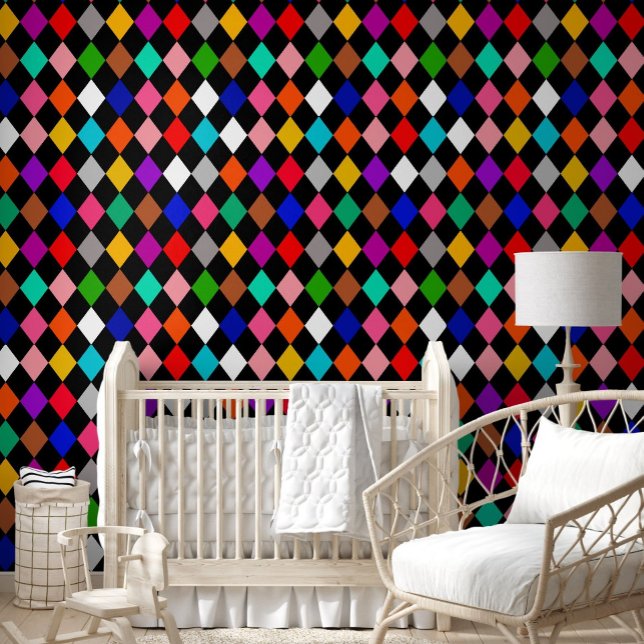 Multicolored Harlequin Diamonds Pattern Design  Wallpaper (Creator Uploaded)