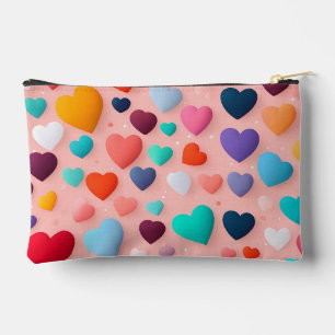 Multicolored heart pattern accessory pouch