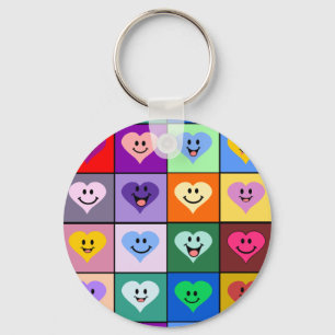 Multicolored Hearts Key Ring