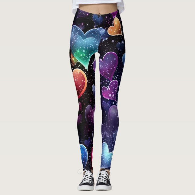 Multicolored Hearts Leggings (Front)