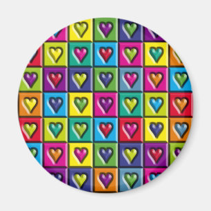 Multicolored Hearts Magnet