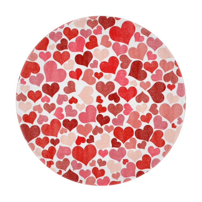 Multicolored Hearts Pattern-20367 Cutting Board (Front)