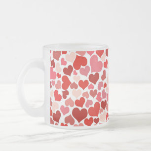 Multicolored Hearts Pattern-20367 Frosted Glass Coffee Mug