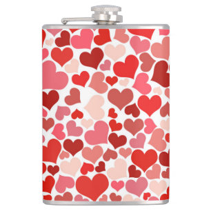 Multicolored Hearts Pattern-20367 Hip Flask
