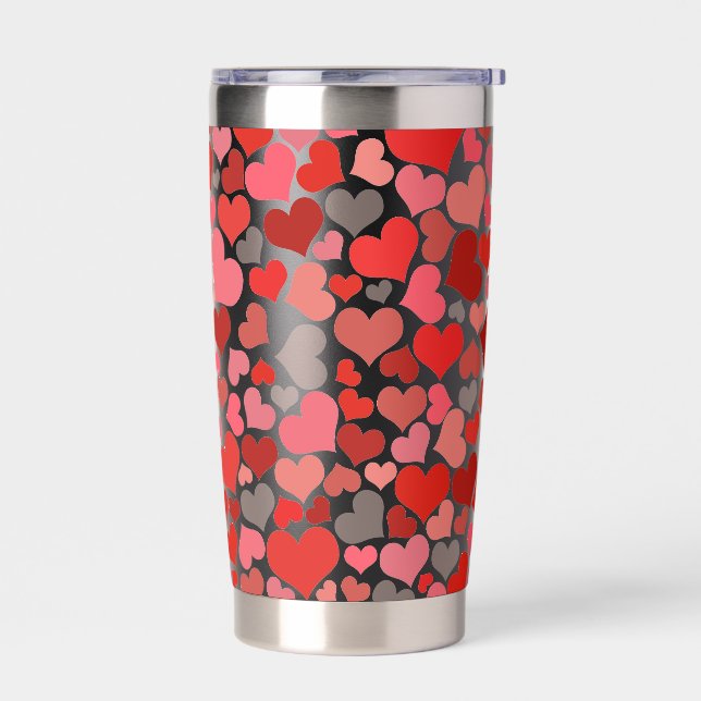 Multicolored Hearts Pattern-20367 Insulated Tumbler (Left)