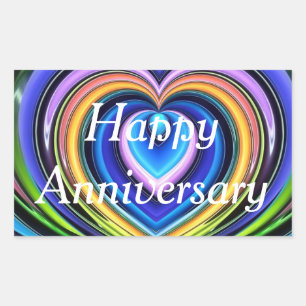 multicolored hearts rectangular sticker