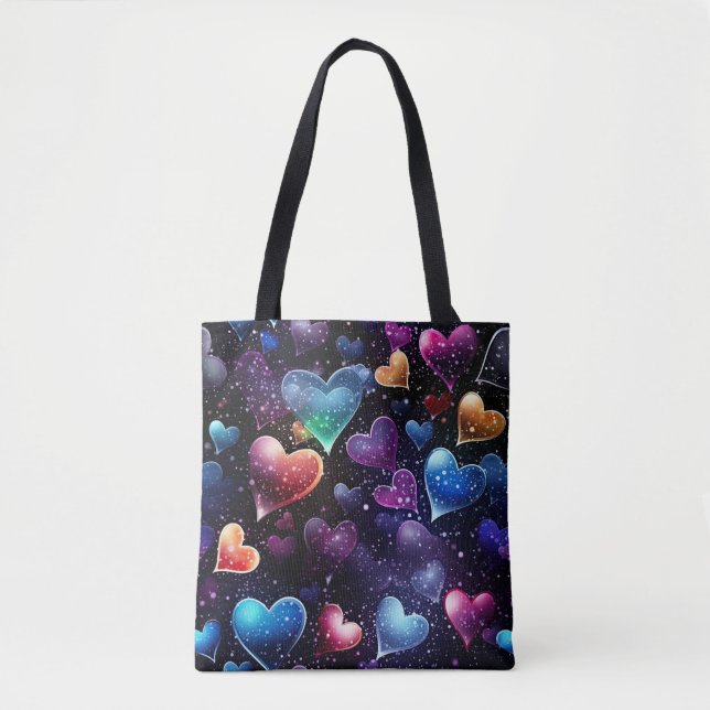 Multicolored Hearts Tote Bag (Front)