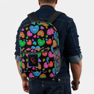 Multicolored Hearts with eyeball Love Valentines Printed Backpack