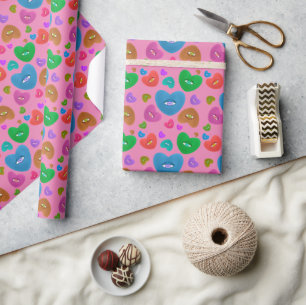 Multicolored Hearts with eyeball Love Valentines Wrapping Paper