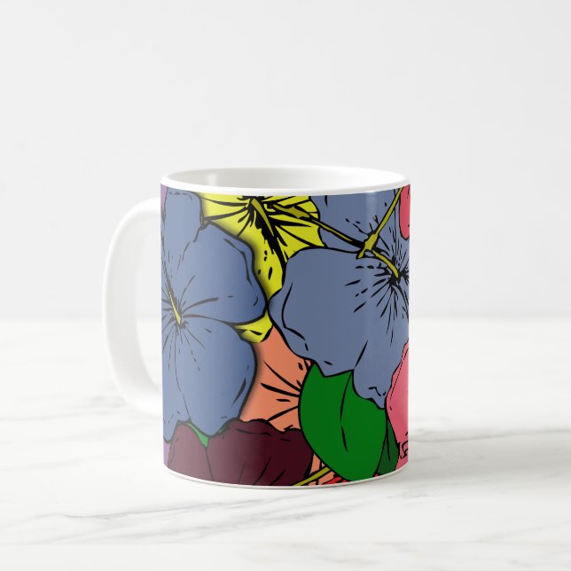 Multicolored Hibiscus Flowers #1 Coffee Mug (Front Left)