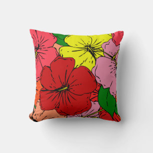 Multicolored Hibiscus Flowers #7 Cushion