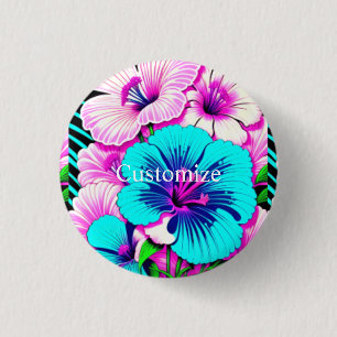 Multicolored Hibiscus Flowers Thunder_Cove 3 Cm Round Badge