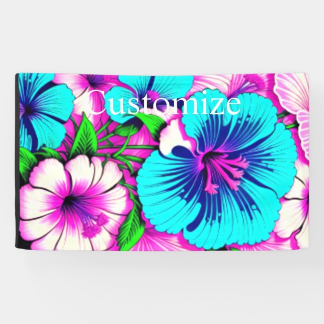Multicolored Hibiscus Flowers Thunder_Cove Banner (Horizontal)
