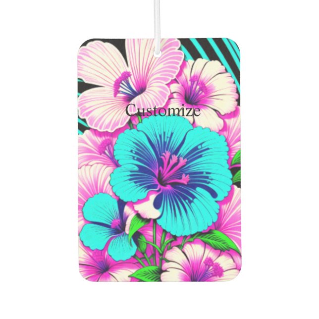 Multicolored Hibiscus Flowers Thunder_Cove Car Air Freshener (Front)