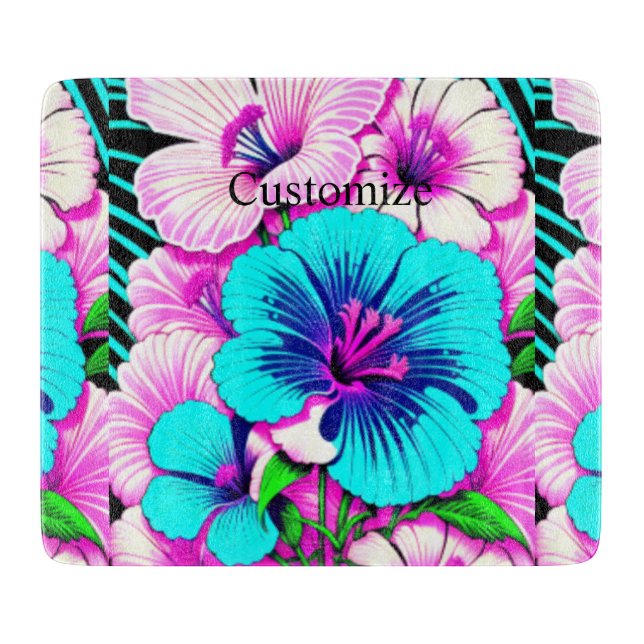 Multicolored Hibiscus Flowers Thunder_Cove Cutting Board (Front)
