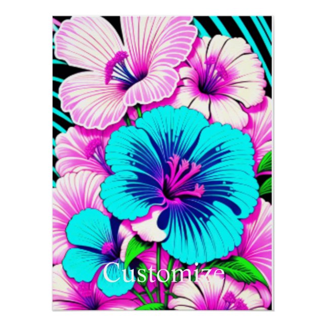 Multicolored Hibiscus Flowers Thunder_Cove Poster (Front)