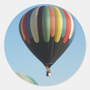 Multicolored hot air balloons classic round sticker