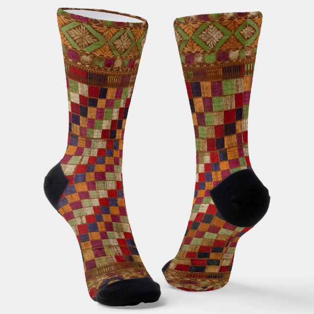 Multicolored Indian Quilt Print Socks (Angled)