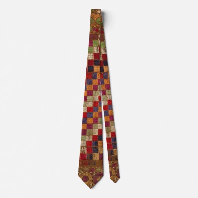 Multicolored Indian Quilt Print Tie (Front)