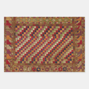 Multicolored Indian Quilt Print Wrapping Paper Sheet