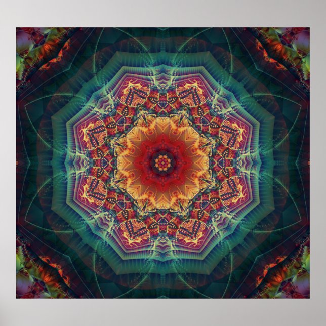 Multicolored kaleidoscope flower, seamless pattern poster (Front)