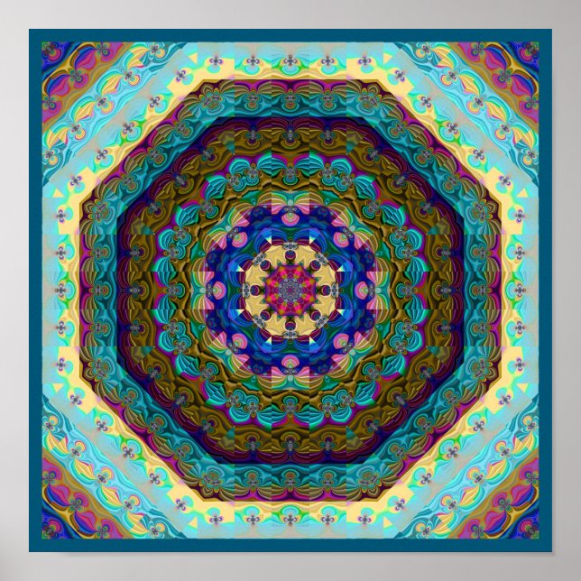 Multicolored  Kaleidoscope Mandala Poster (Front)