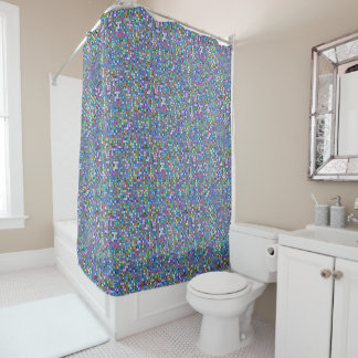 Multicolored 'Kindergarten' Retro Tiles Pattern Shower Curtain
