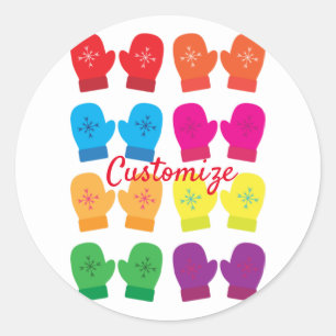Multicolored Knitted Mittens Thunder_Cove Classic Round Sticker