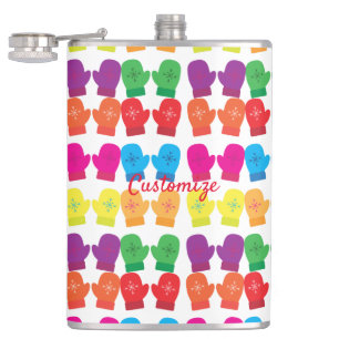 Multicolored Knitted Mittens Thunder_Cove Hip Flask