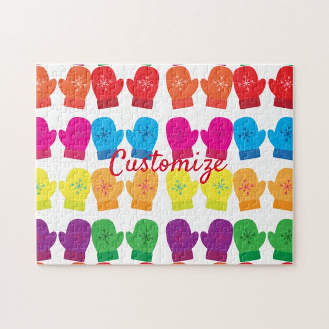 Multicolored Knitted Mittens Thunder_Cove Jigsaw Puzzle (Horizontal)