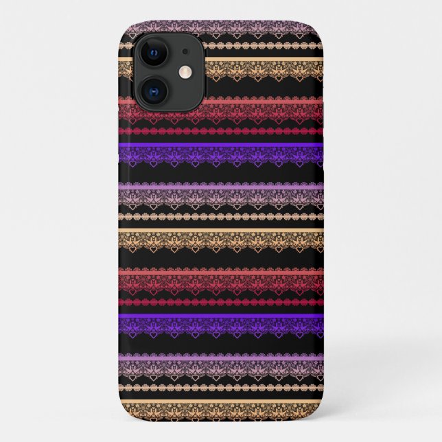 Multicolored lace on black Case-Mate iPhone case (Back)