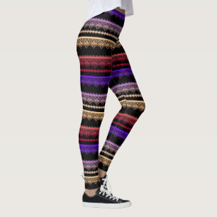 Multicolored lace on black leggings