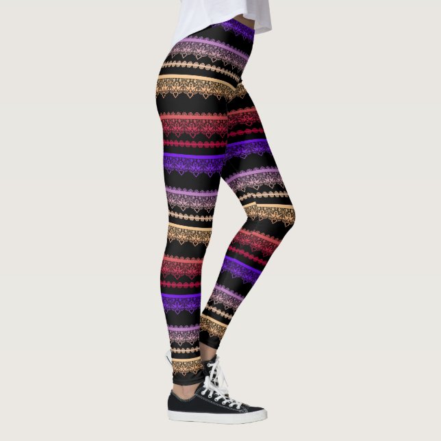 Multicolored lace on black leggings (Right)