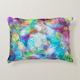 Multicolored Leafs Collage Pattern Decorative Cushion
