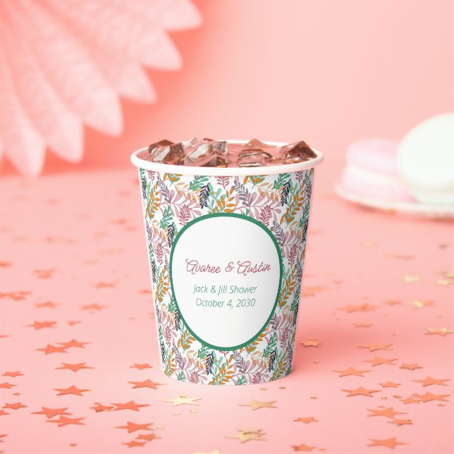 Multicolored Leaves Jack and Jill Shower  Paper Cups (Insitu)
